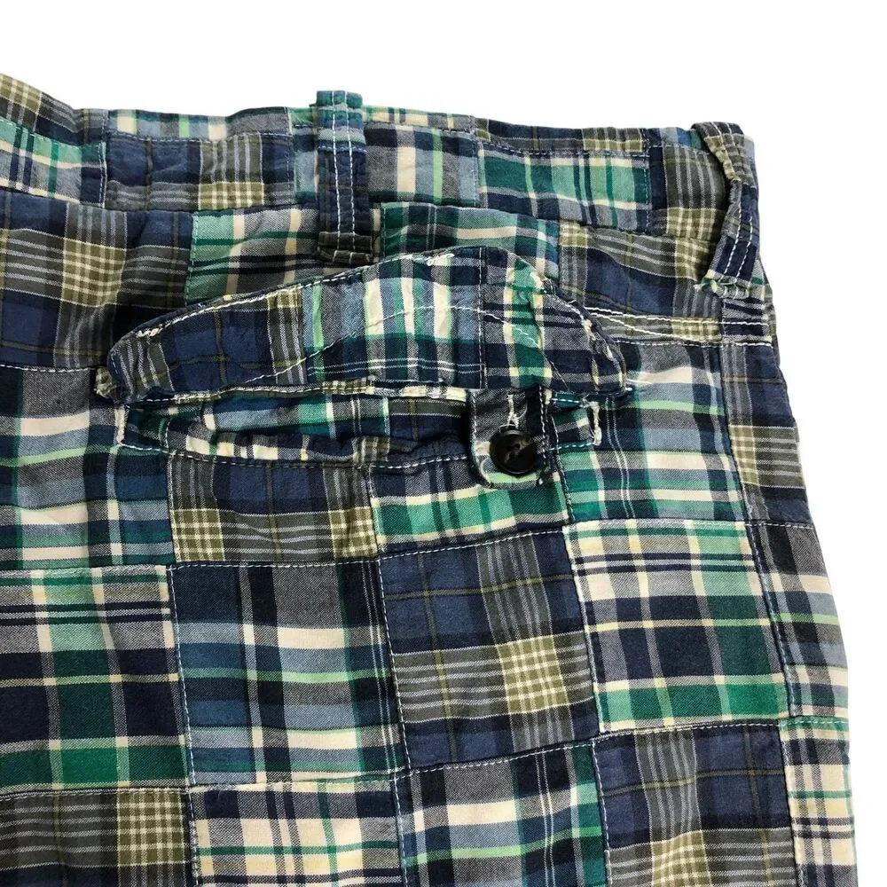 Y2K Old Navy Shorts Mens 40 Patchwork Madras Plaid Field Tested Regulation Issue